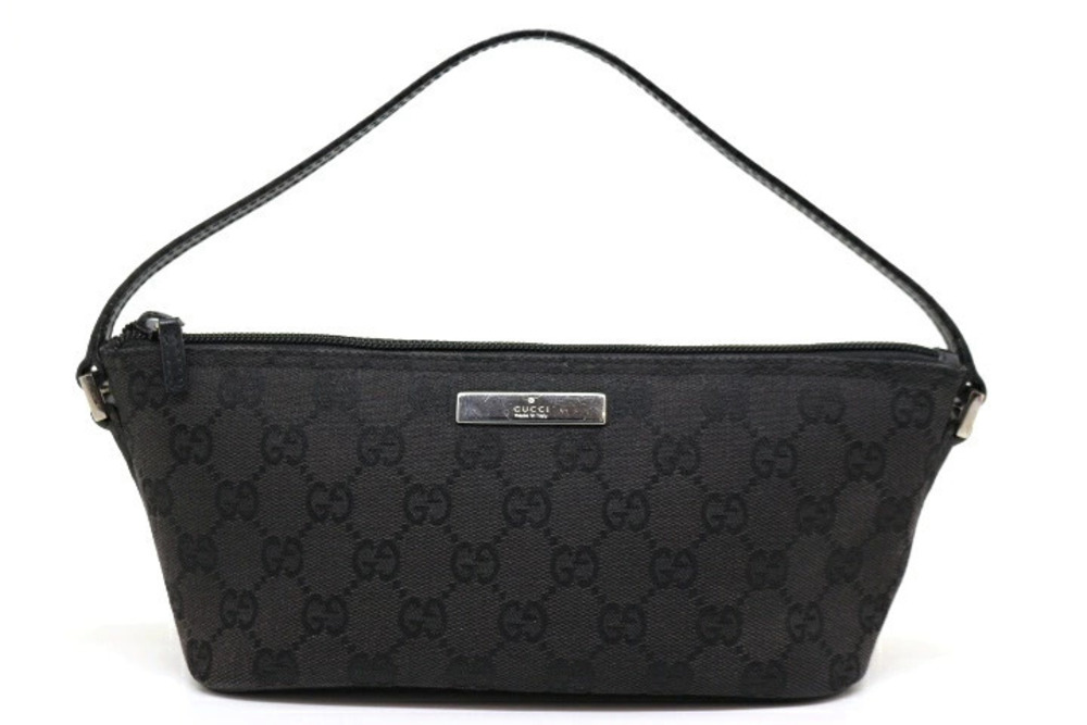 Gucci GG Handbag Black Canvas Leather